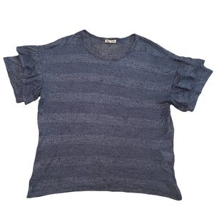 Democracy Blue Short Ruffle Sleeve Top size XL